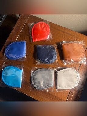 Colorful sleep masks - Red, Blue, Navy, Brown, Light Blue, Gray and Dark Gray.